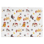 Grand Sac Cadeau Cute Holiday Cat Pattern (Dos)