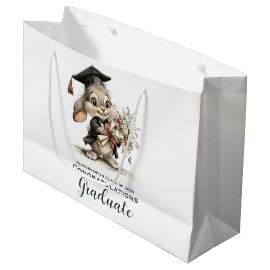 Grand Sac Cadeau  Cute Kindergarten Graduation Bunny Design (Devant Angle)