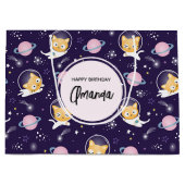 Grand Sac Cadeau Cute Kitty Chat Astronauts Motif (Devant)