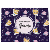 Grand Sac Cadeau Cute Kitty Chat Astronauts Motif (Dos)