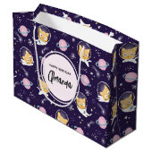 Grand Sac Cadeau Cute Kitty Chat Astronauts Motif (Dos Angle)