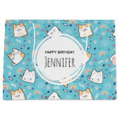 Grand Sac Cadeau Cute Kitty Chat Motif Whimsical Anniversaire (Devant)