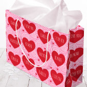 Grand Sac Cadeau Cute Love Heart Custom Text Modern Valentine's Day