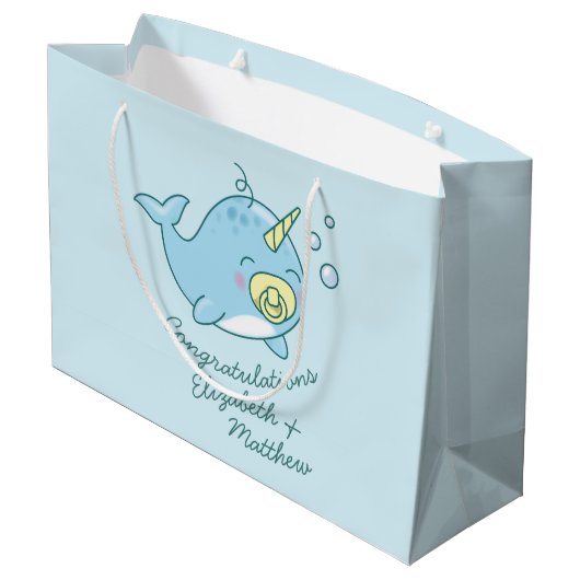 Grand Sac Cadeau Cute Narwhal Baby shower Kawaii (Dos Angle)