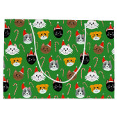 Grand Sac Cadeau Cute Noël Chat Motif (Dos)