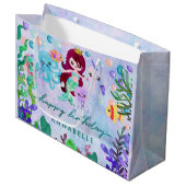 Grand Sac Cadeau Cute Ocean Animals Mermaid Thème Joyeux Anniversai (Devant Angle)