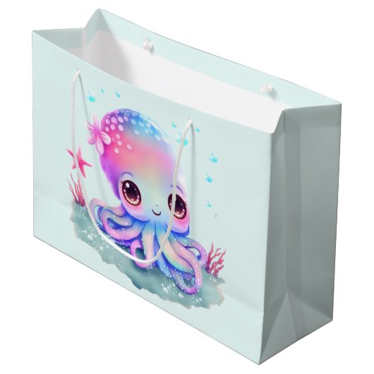Grand Sac Cadeau Cute Octopus Sea Creator (Devant Angle)