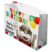 Grand Sac Cadeau Cute Otter à Tuxedo | Anniversaire (Dos Angle)