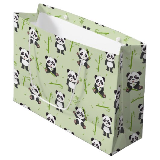 Grand Sac Cadeau Cute Panda Bear Bamboo Kawaii Animals Pattern (Devant Angle)