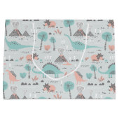 Grand Sac Cadeau Cute Pastel Dinosaur Motif (Devant)
