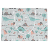 Grand Sac Cadeau Cute Pastel Dinosaur Motif (Dos)