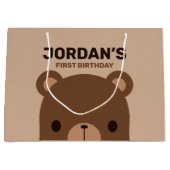 Grand Sac Cadeau Cute Petit Ours Brown Anniversaire (Devant)