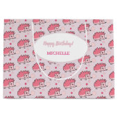 Grand Sac Cadeau Cute pink hedgehog Gift Bag (Devant)