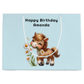 Grand Sac Cadeau Cute Pony Mange Daisées Anniversaire (Devant)