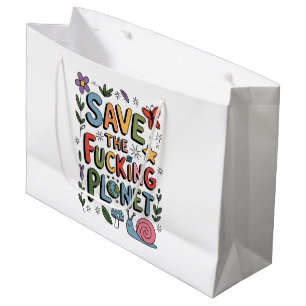 Grand Sac Cadeau Cute Save Planet De l'environnement Ecowarrier