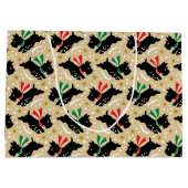 Grand Sac Cadeau Cute Scottie Chien Fun Neige Rétro Motif Or (Dos)