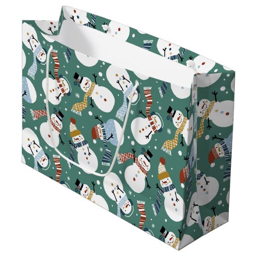 Grand Sac Cadeau Cute Snowmen (Devant Angle)