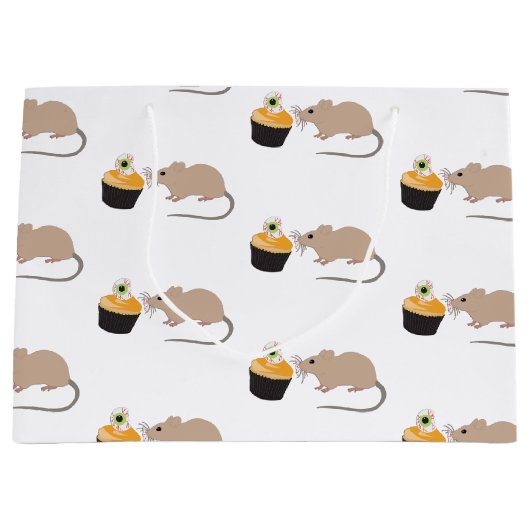Grand Sac Cadeau Cute souris manger Halloween Eyeball Cupcake (Devant)