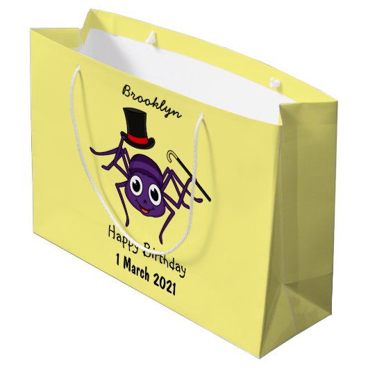 Grand Sac Cadeau Cute Spider dans le top a un dessin animé (Dos Angle)