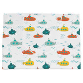 Grand Sac Cadeau Cute Submarine Nautical Deep Sea Fish Pattern (Devant)