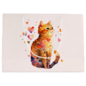 Grand Sac Cadeau Cute Tabby Chat avec Coeurs (Dos)