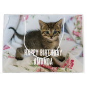 Grand Sac Cadeau Cute Tabby Kitten Semblable Anniversaire Surpris (Devant)