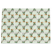 Grand Sac Cadeau Cute Teddy Bear on a Cloud Green PJs (Devant)