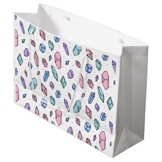 Grand Sac Cadeau Cute tendance Pastel Gemstones Gems Crystal Motif (Devant Angle)