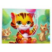 Grand Sac Cadeau Cute tiger with a balloon illustration (Dos)