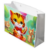Grand Sac Cadeau Cute tiger with a balloon illustration (Dos Angle)