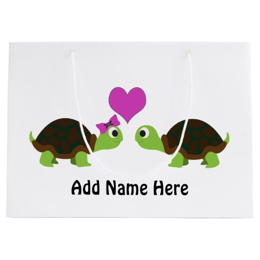 Grand Sac Cadeau Cute Turtle Love (Devant)