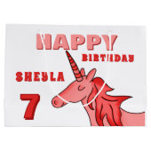 Grand Sac Cadeau Cute Unicorn Joyeux Anniversaire fille`s (Dos)