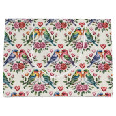 Grand Sac Cadeau Cute Wedding love birds tiled  (Devant)