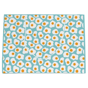 Grand Sac Cadeau Cute Whimsical Egg Yolk Motif en bleu Turquoise