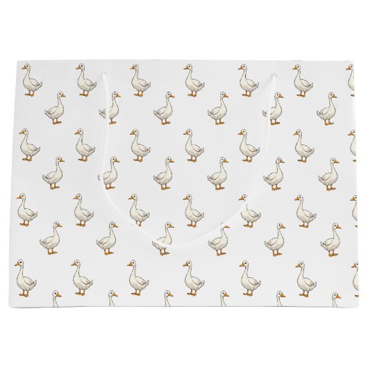 Grand Sac Cadeau Cute White Goose Pattern (Devant)