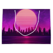 Grand Sac Cadeau cyberpunk électronique synthwave scifi rose (Devant)