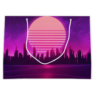Grand Sac Cadeau cyberpunk électronique synthwave scifi rose