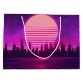 Grand Sac Cadeau cyberpunk électronique synthwave scifi rose (Dos)