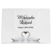 Grand Sac Cadeau cygnes blancs mariages élégants simples (Devant)