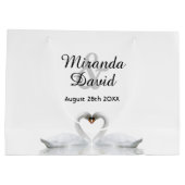 Grand Sac Cadeau cygnes blancs mariages élégants simples (Dos)