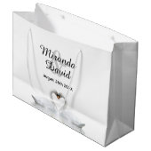 Grand Sac Cadeau cygnes blancs mariages élégants simples (Devant Angle)