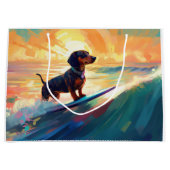 Grand Sac Cadeau Dachshund Beach Surf Peinture (Devant)