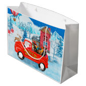 Grand Sac Cadeau Dachshund Chien en livraison de Noël Camion Neige (Dos Angle)