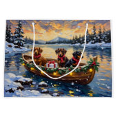 Grand Sac Cadeau Dachshund Christmas Boat Holiday (Devant)