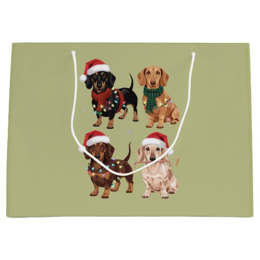 Grand Sac Cadeau Dachshund Christmas Chien Maman Lover Noël Cadeau (Devant)