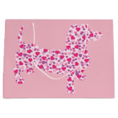 Grand Sac Cadeau Dachshund dans les coeurs roses (Devant)