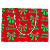 Grand Sac Cadeau Dachshund Daxie Chien de Noël et Bow vert (Dos)