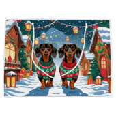 Grand Sac Cadeau Dachshund Dogs Christmas Snow Holiday (Devant)