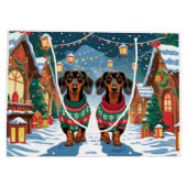 Grand Sac Cadeau Dachshund Dogs Christmas Snow Holiday (Dos)
