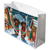 Grand Sac Cadeau Dachshund Dogs Christmas Snow Holiday (Dos Angle)